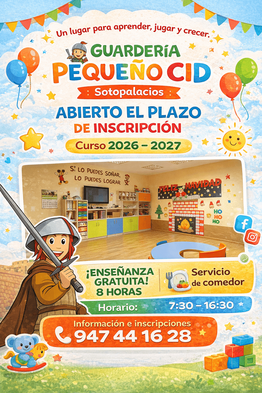 ABIERTO PLAZO DE INSCRIPCIÓN GUARDERÍA MUNICIPAL “PEQUEÑO CID”